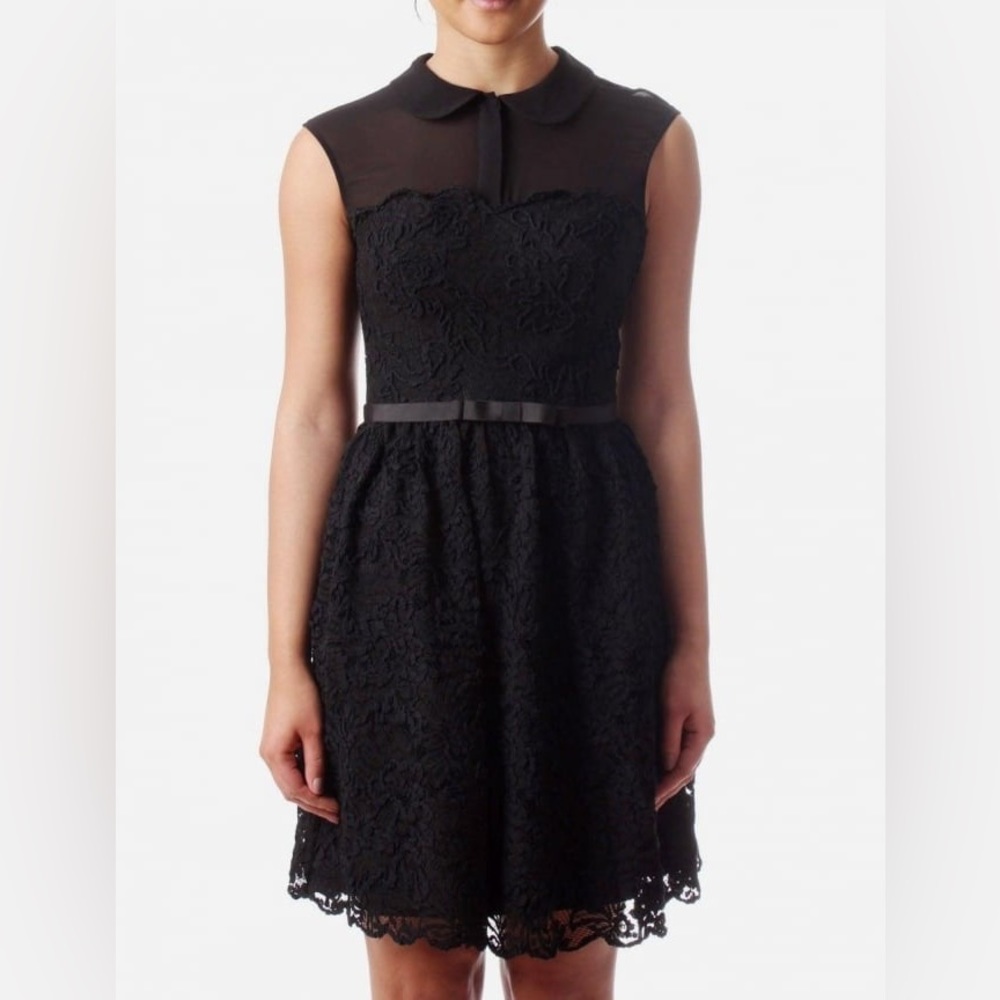 Ted Baker “Ranni” Lace Peter Pan Collared Black Dress size 1